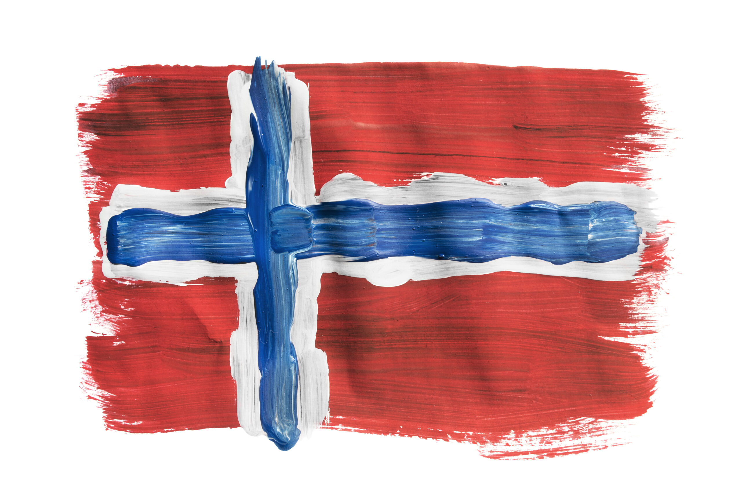 Painted Norwegian flag isolated